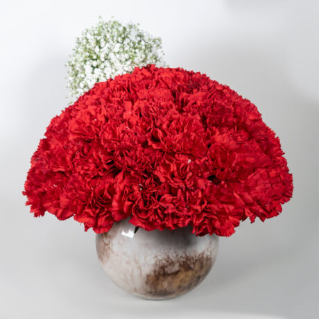 bombonera claveles rojos