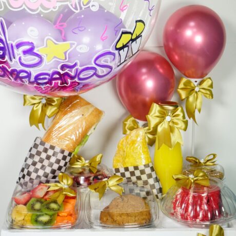 desayuno sorpresa bandeja y globo siliconado