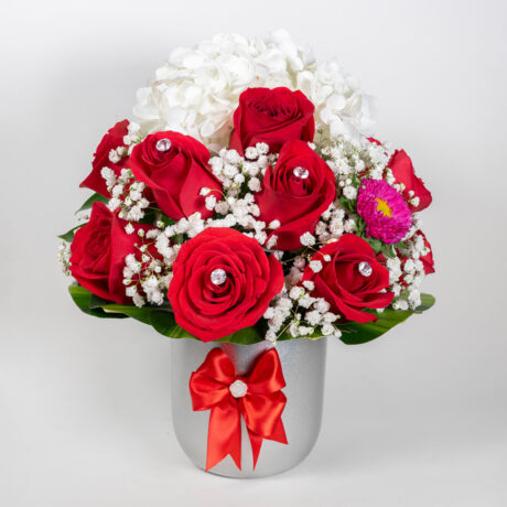 rosas rojas hortencias gitso base de ceramica