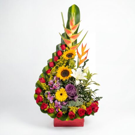 rosas girasoles eliconias lirios gerberas