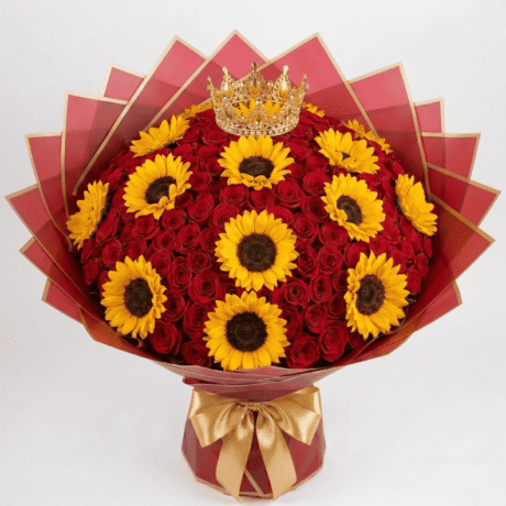 rosas rojas-girasoles